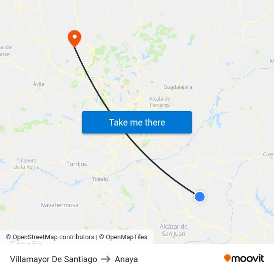 Villamayor De Santiago to Anaya map