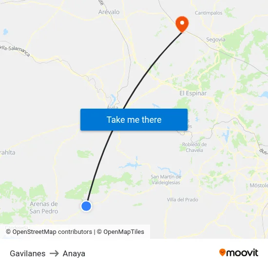 Gavilanes to Anaya map