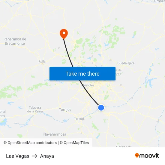 Las Vegas to Anaya map