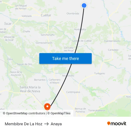 Membibre De La Hoz to Anaya map