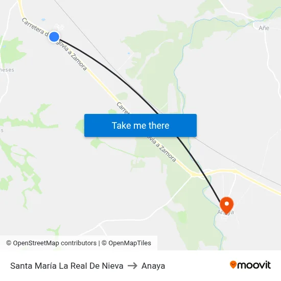 Santa María La Real De Nieva to Anaya map