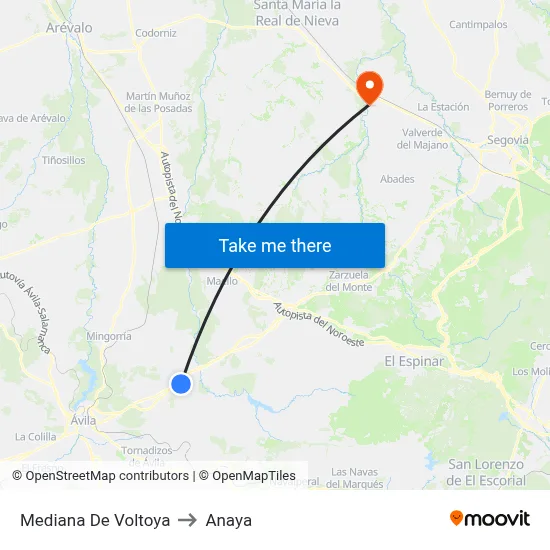 Mediana De Voltoya to Anaya map
