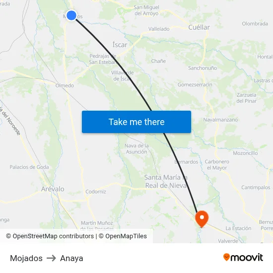 Mojados to Anaya map