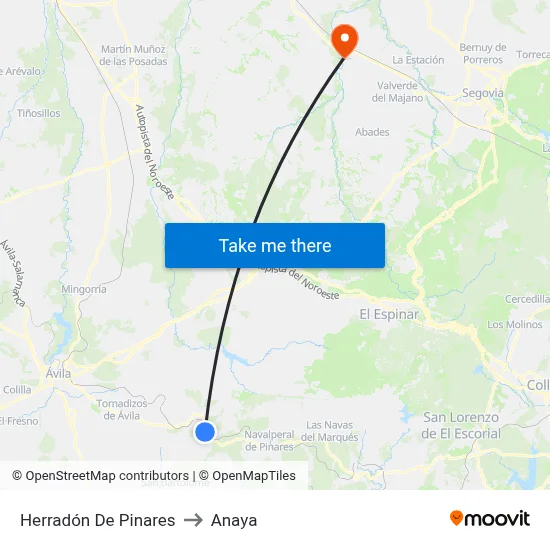 Herradón De Pinares to Anaya map