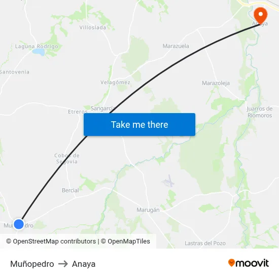 Muñopedro to Anaya map