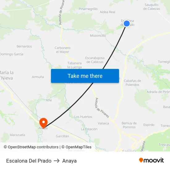 Escalona Del Prado to Anaya map