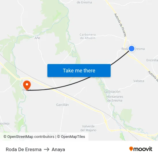 Roda De Eresma to Anaya map