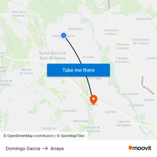 Domingo García to Anaya map