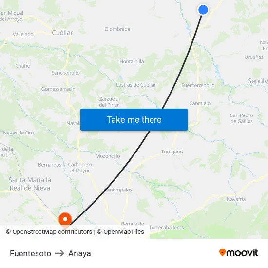 Fuentesoto to Anaya map
