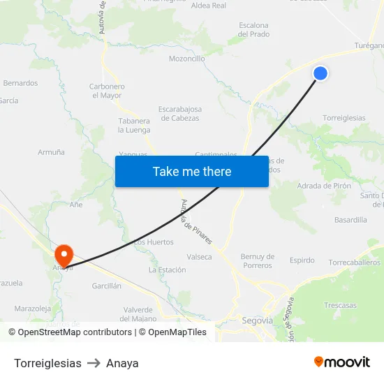 Torreiglesias to Anaya map