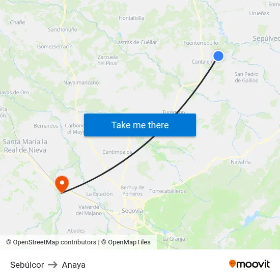 Sebúlcor to Anaya map