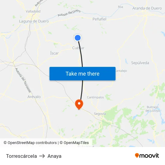 Torrescárcela to Anaya map