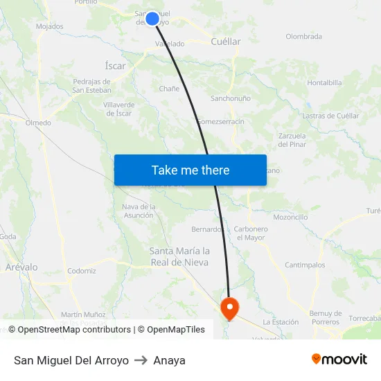 San Miguel Del Arroyo to Anaya map