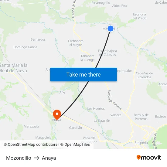Mozoncillo to Anaya map
