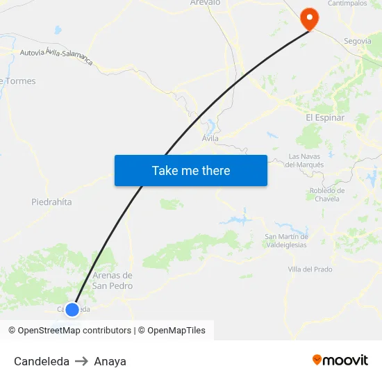 Candeleda to Anaya map