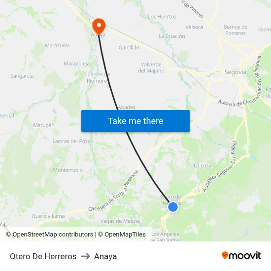 Otero De Herreros to Anaya map