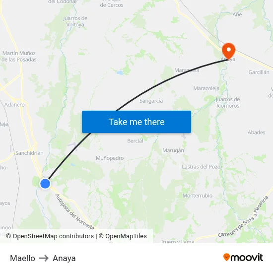 Maello to Anaya map