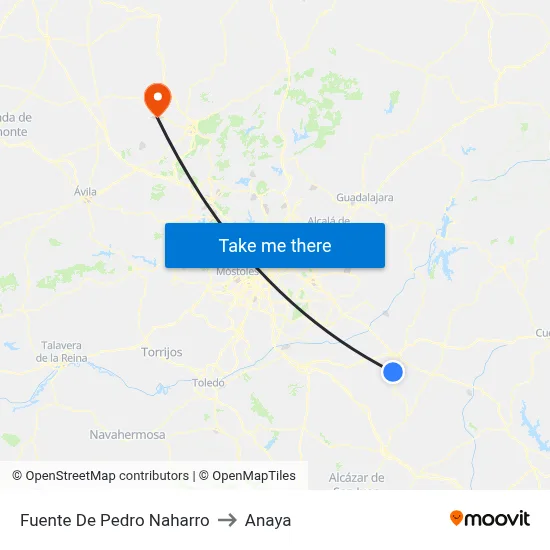 Fuente De Pedro Naharro to Anaya map