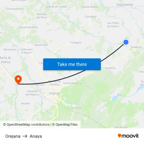 Orejana to Anaya map