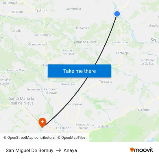 San Miguel De Bernuy to Anaya map