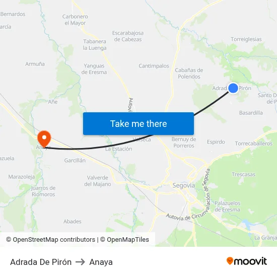 Adrada De Pirón to Anaya map