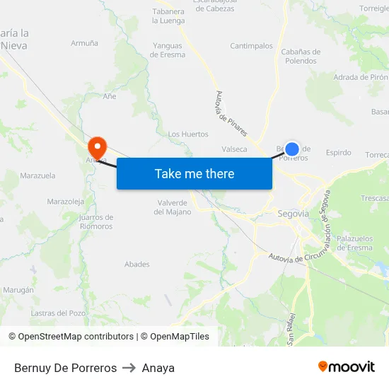 Bernuy De Porreros to Anaya map