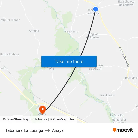 Tabanera La Luenga to Anaya map