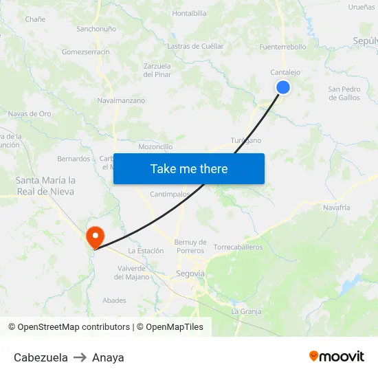 Cabezuela to Anaya map