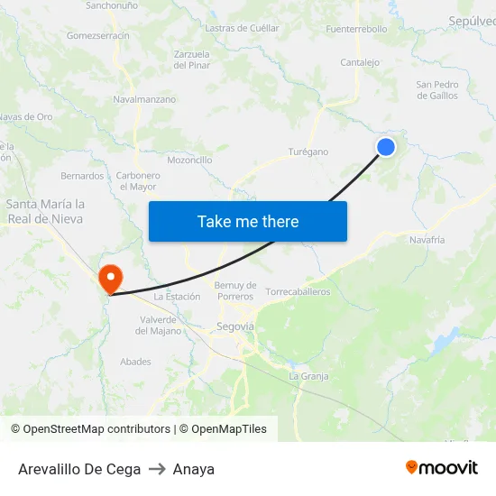 Arevalillo De Cega to Anaya map
