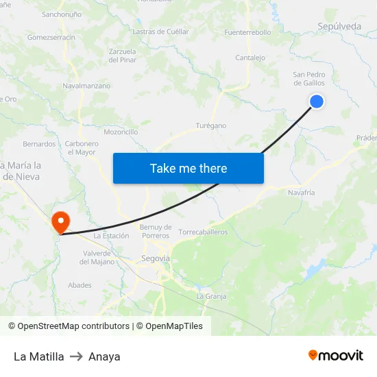La Matilla to Anaya map