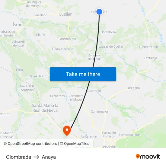 Olombrada to Anaya map