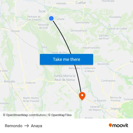 Remondo to Anaya map