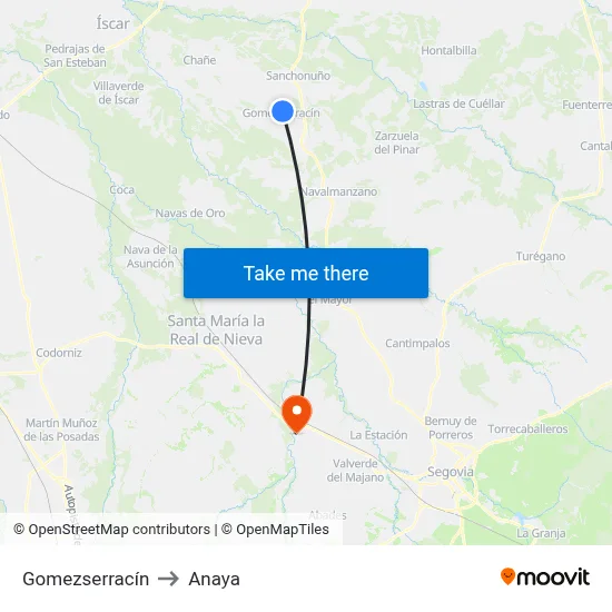 Gomezserracín to Anaya map