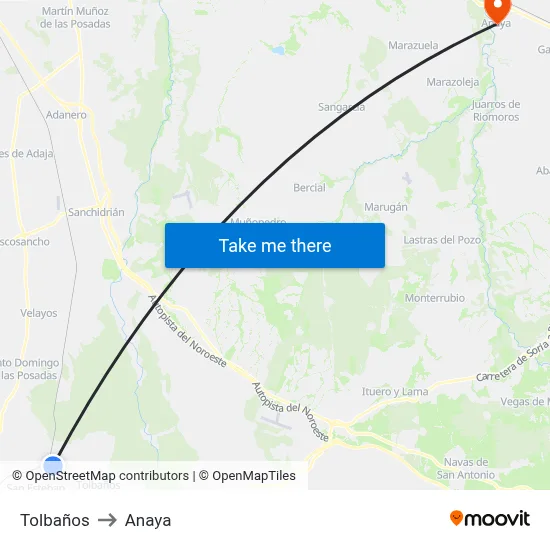 Tolbaños to Anaya map