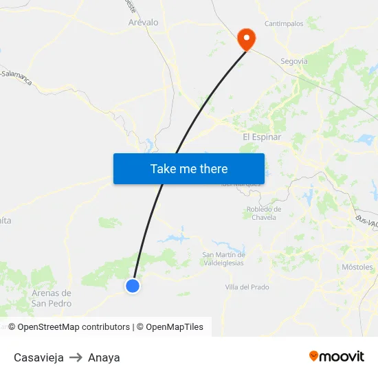 Casavieja to Anaya map