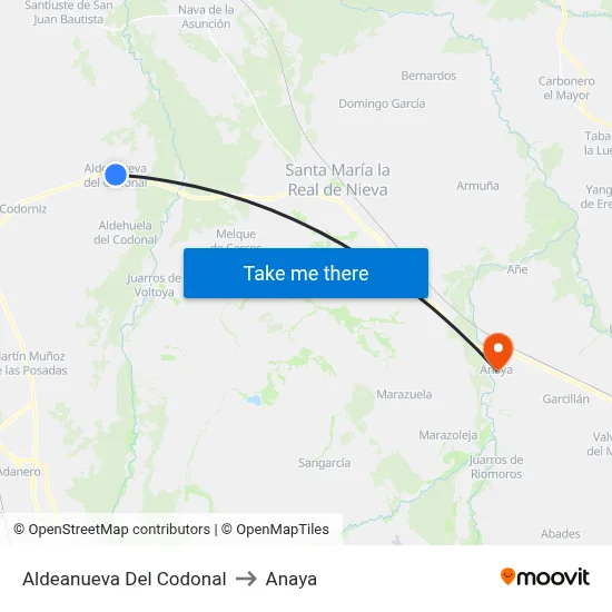 Aldeanueva Del Codonal to Anaya map