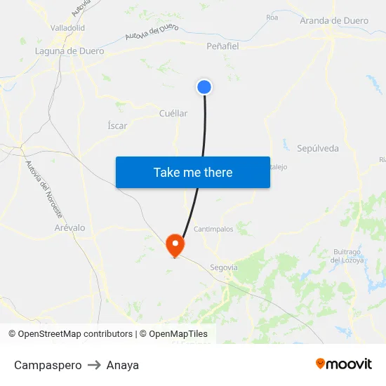 Campaspero to Anaya map
