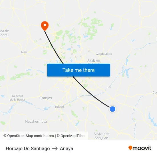 Horcajo De Santiago to Anaya map