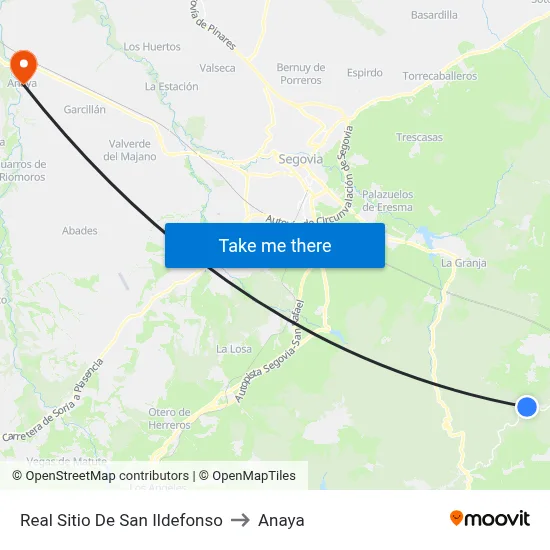 Real Sitio De San Ildefonso to Anaya map