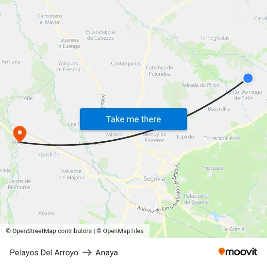 Pelayos Del Arroyo to Anaya map