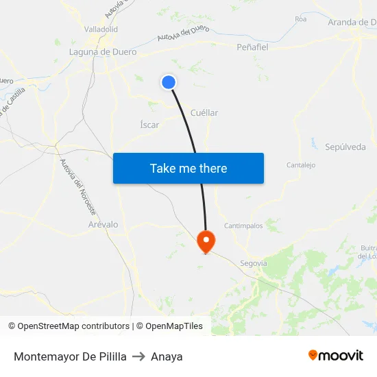 Montemayor De Pililla to Anaya map