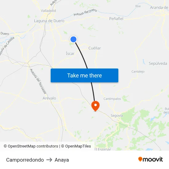 Camporredondo to Anaya map