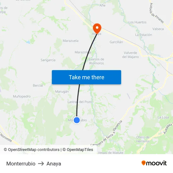 Monterrubio to Anaya map
