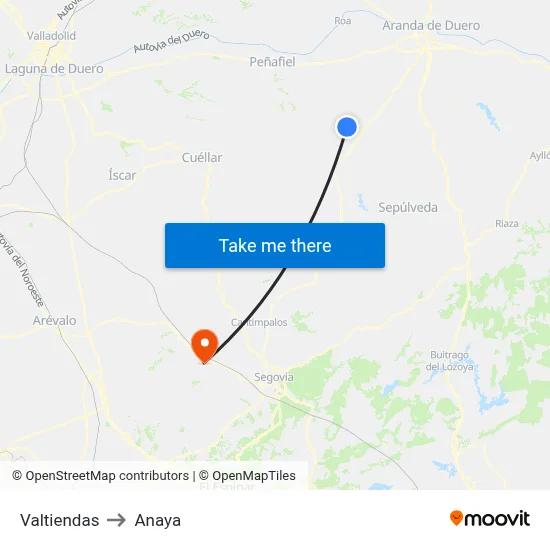 Valtiendas to Anaya map