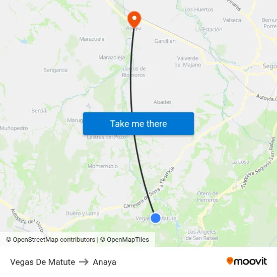 Vegas De Matute to Anaya map