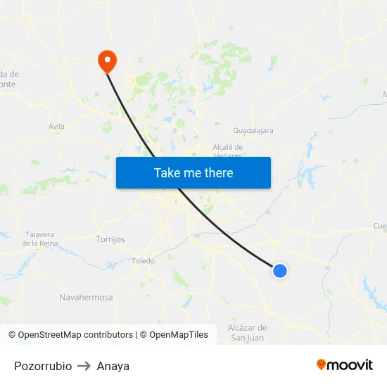 Pozorrubio to Anaya map