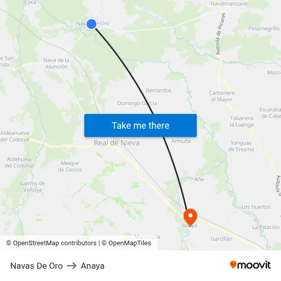 Navas De Oro to Anaya map