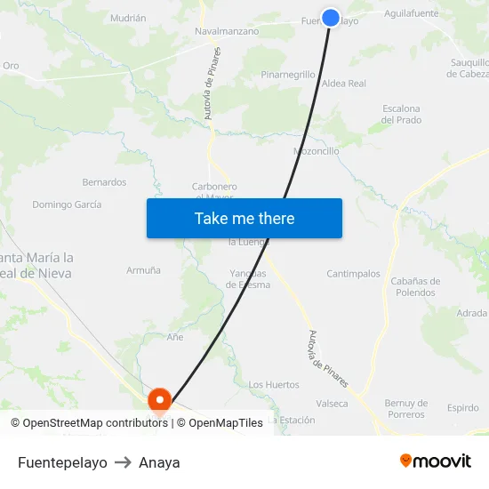 Fuentepelayo to Anaya map