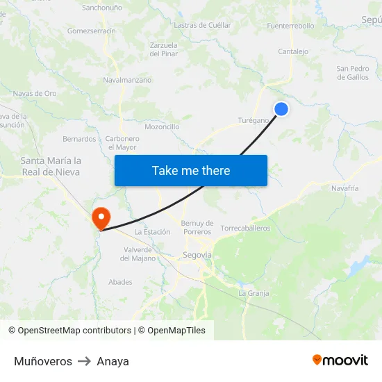 Muñoveros to Anaya map
