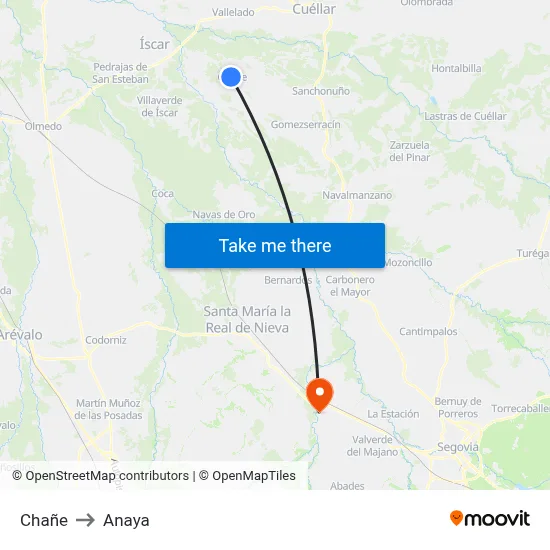 Chañe to Anaya map